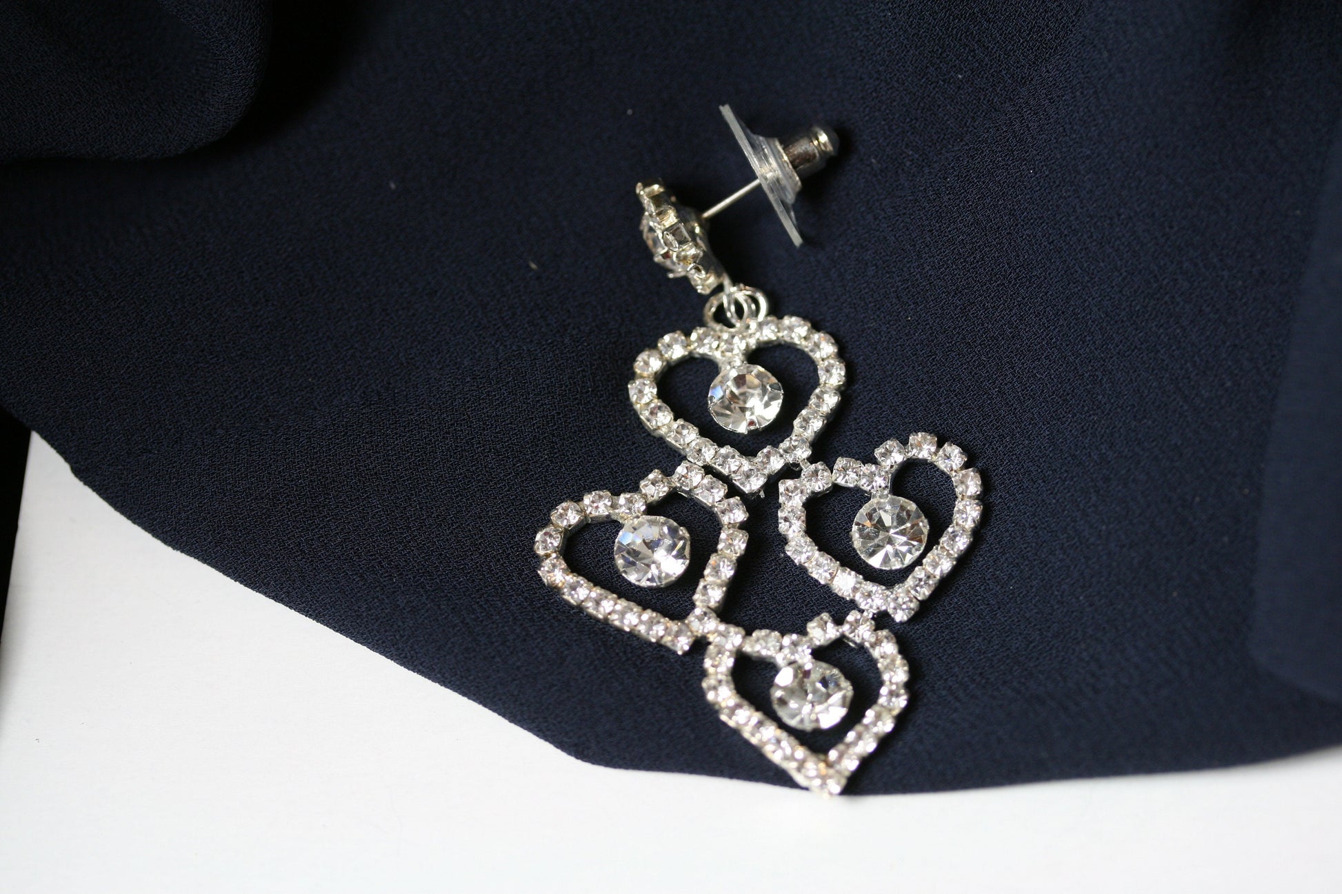 Clear Rhinestones Open Heart Post Drop Earrings Décor Drop Earrings Bridal Wedding Beautiful Dazzle Crystal Dangle Fashion Jewelry