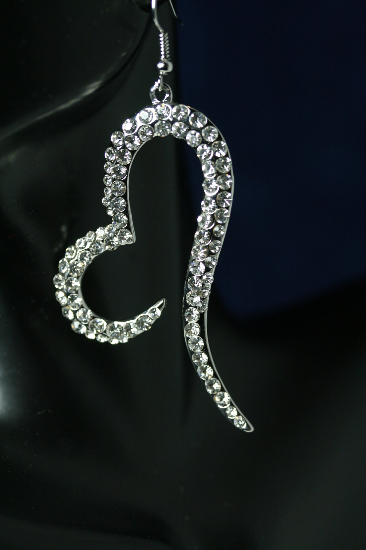 Clear Rhinestones Open Heart French Hook Earrings Décor Drop Earrings Bridal Wedding Beautiful Dazzle Crystal Dangle Fashion Jewelry