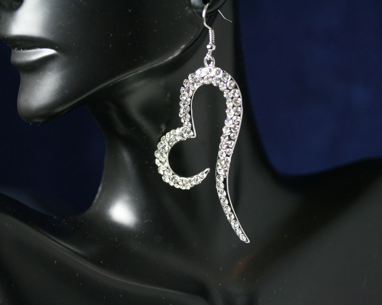 Clear Rhinestones Open Heart French Hook Earrings Décor Drop Earrings Bridal Wedding Beautiful Dazzle Crystal Dangle Fashion Jewelry