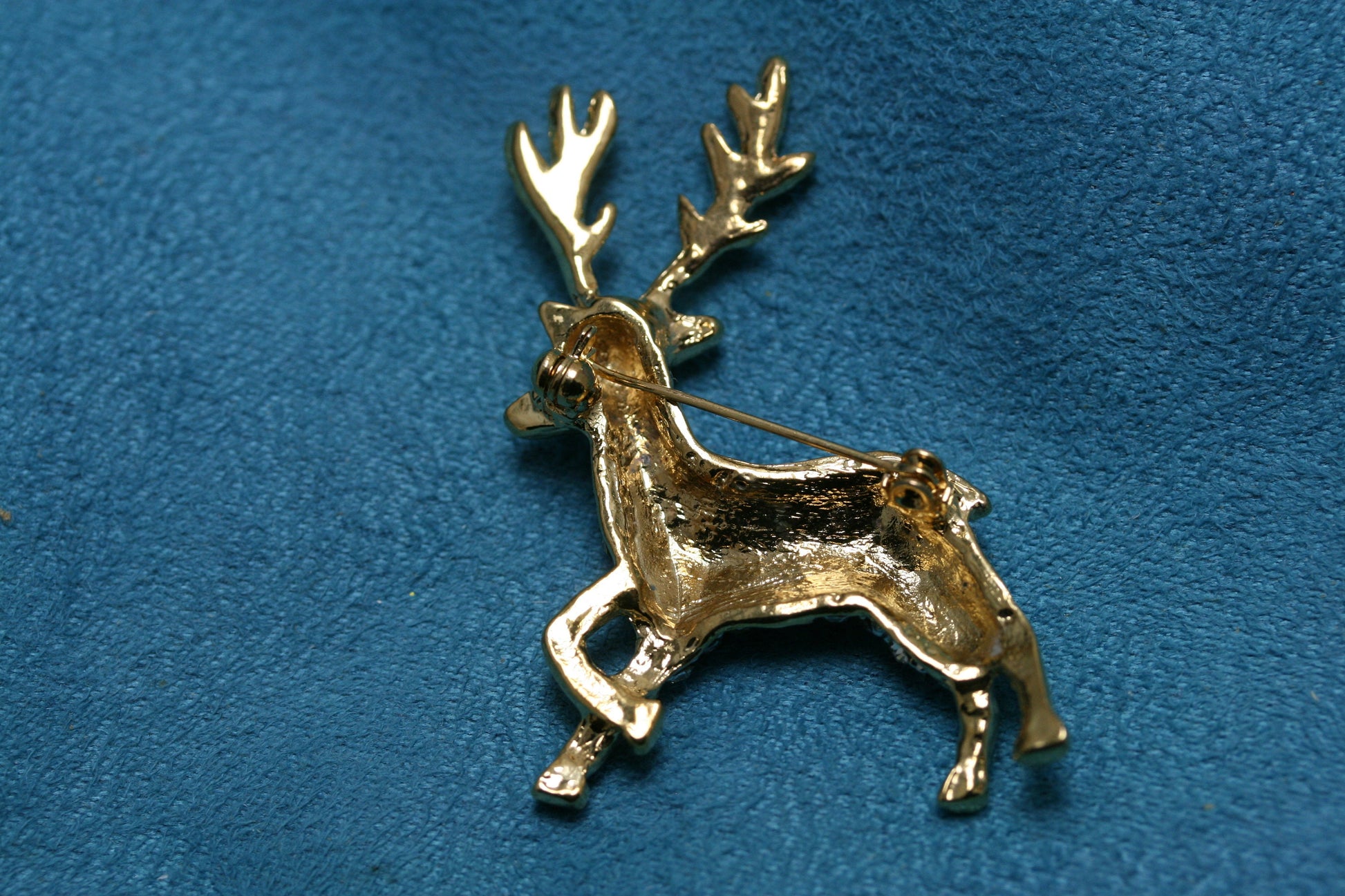 Reindeer Brooch Pin Two-Tone Pave Rhinestones, Christmas Reindeer Brooch, Holiday Jewelry Gift For Her