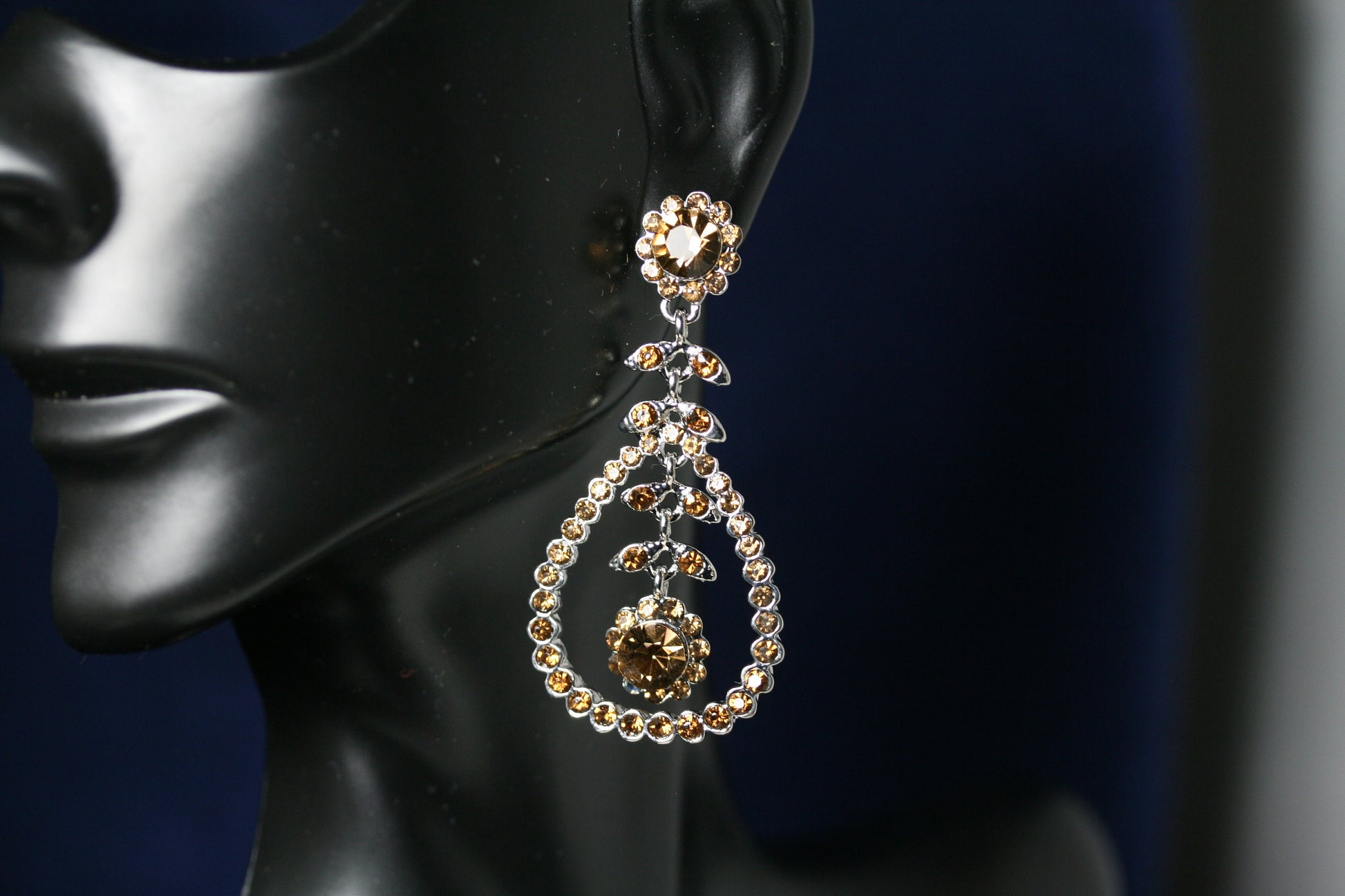 Clear Rhinestones Unique Open Teardrop Post Drop Earrings Décor Drop Earrings Bridal Wedding Beautiful Dazzle Crystal Dangle Fashion Jewelry