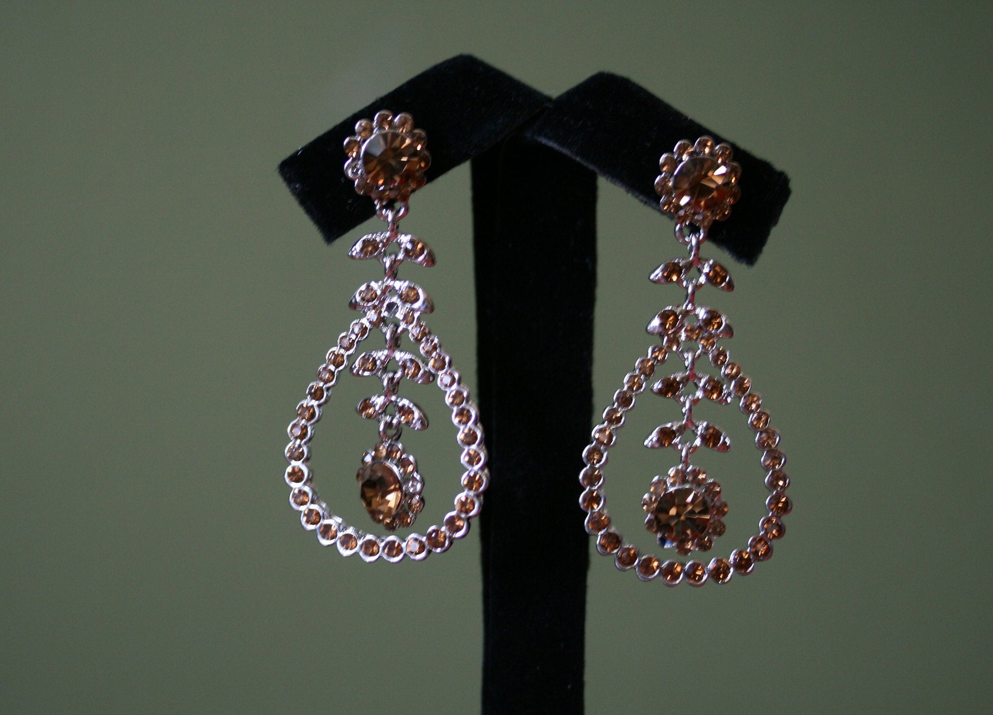 Clear Rhinestones Unique Open Teardrop Post Drop Earrings Décor Drop Earrings Bridal Wedding Beautiful Dazzle Crystal Dangle Fashion Jewelry