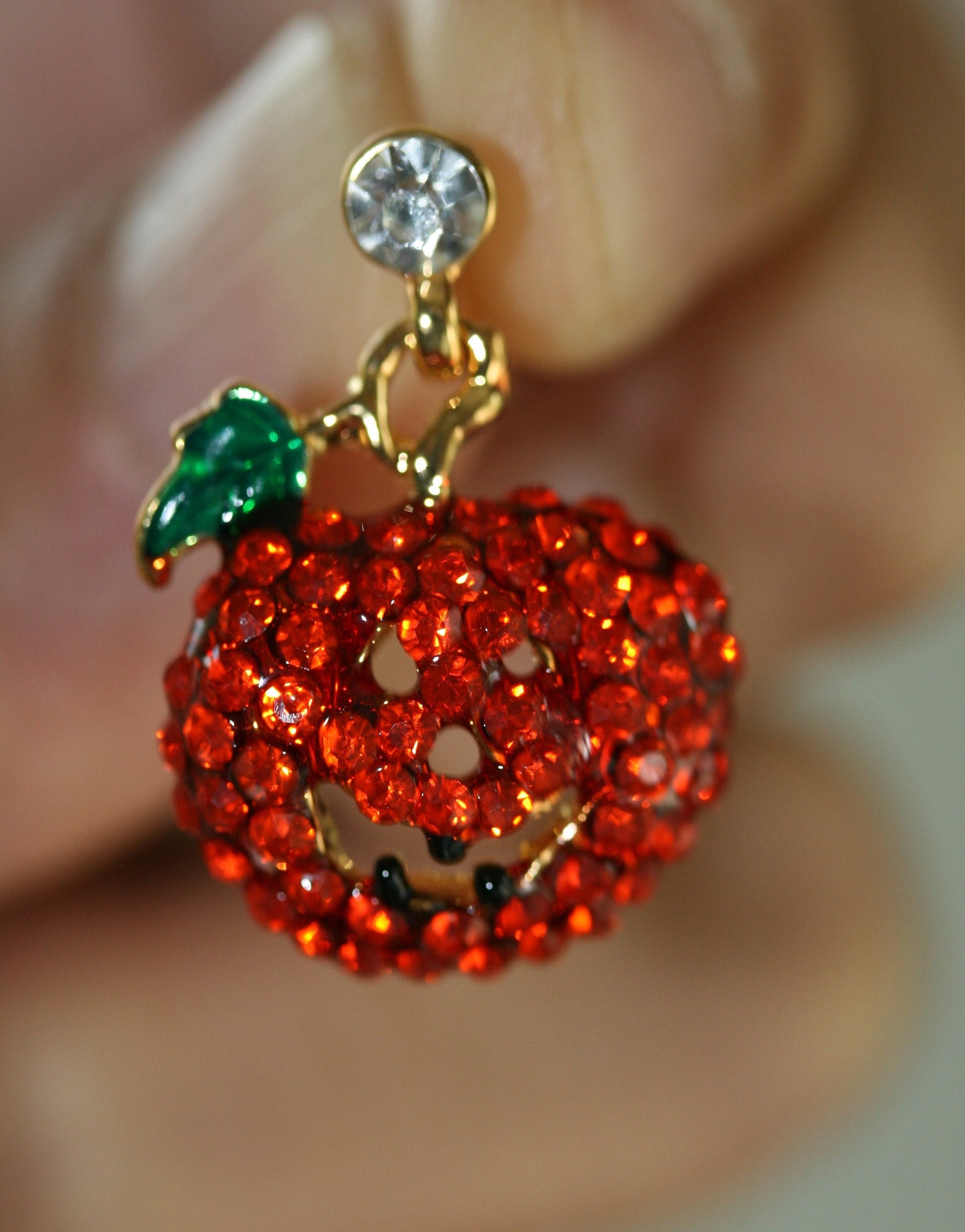 Crystal Ear stud for Girls Fashion Dangle Rhinestone Pumpkin Charms Earrings For Halloween Gifts