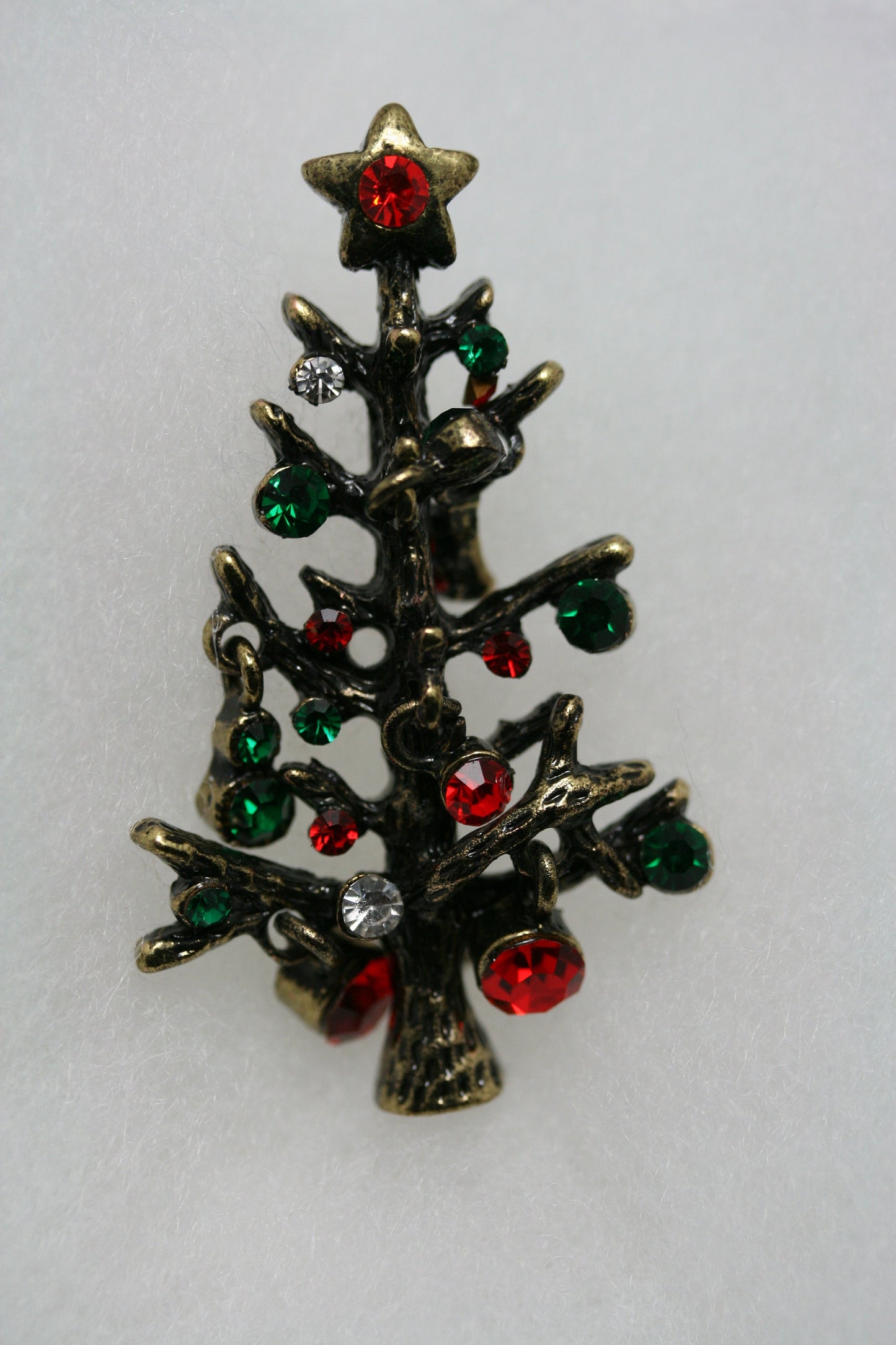Vintage Christmas Tree Brooch, Crystal Holiday Jewelry Gift For Her, Rhinestone Christmas Tree Pin