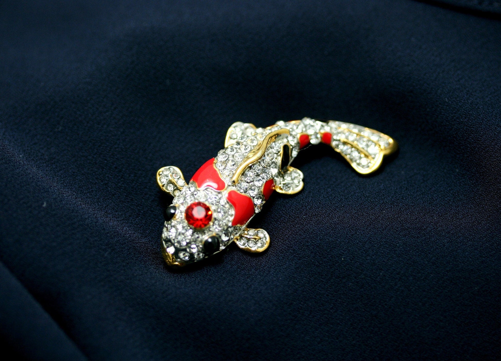 Vintage Rhinestone Koi Fish Pin Brooch