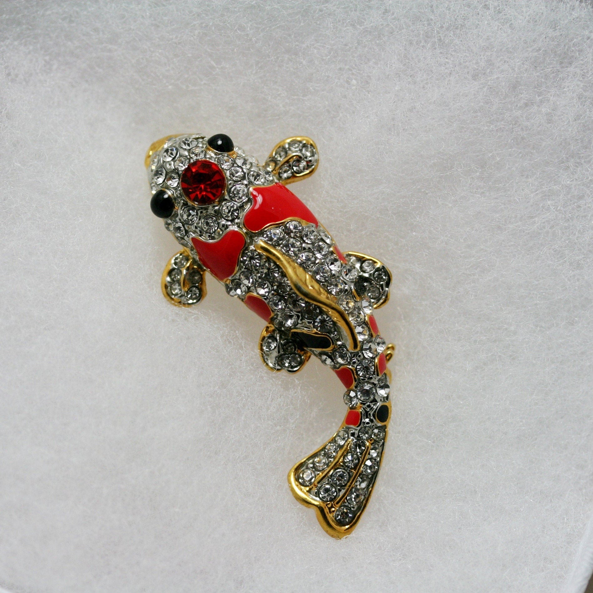 Vintage Rhinestone Koi Fish Pin Brooch