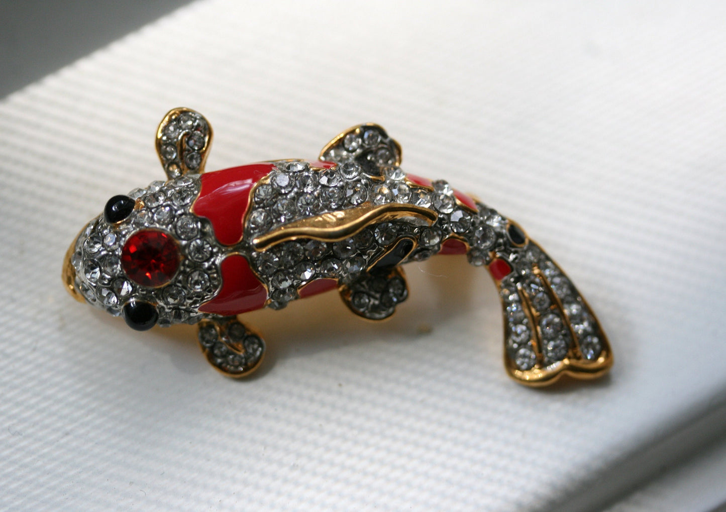 Vintage Rhinestone Koi Fish Pin Brooch