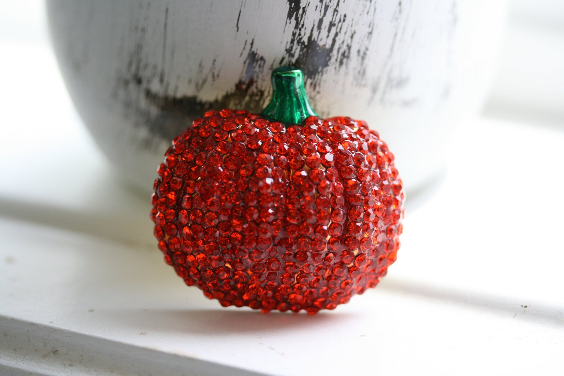 Rhinestone Fall Autumn Cornucopia Halloween Thanksgiving Pumpkin Pin Brooch, Holiday Fashion Costume Jewelry