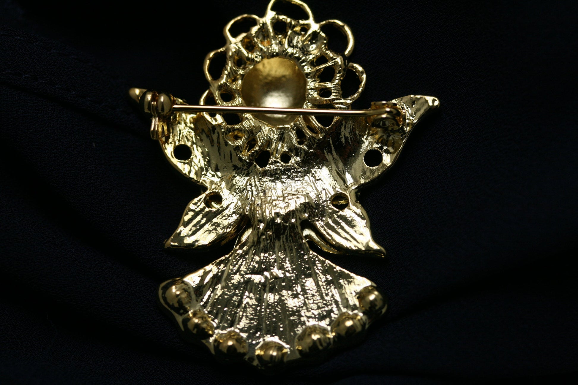 Rhinestone Vintage Angel Brooch Pin, Gold Angel Pin Guardian Angel