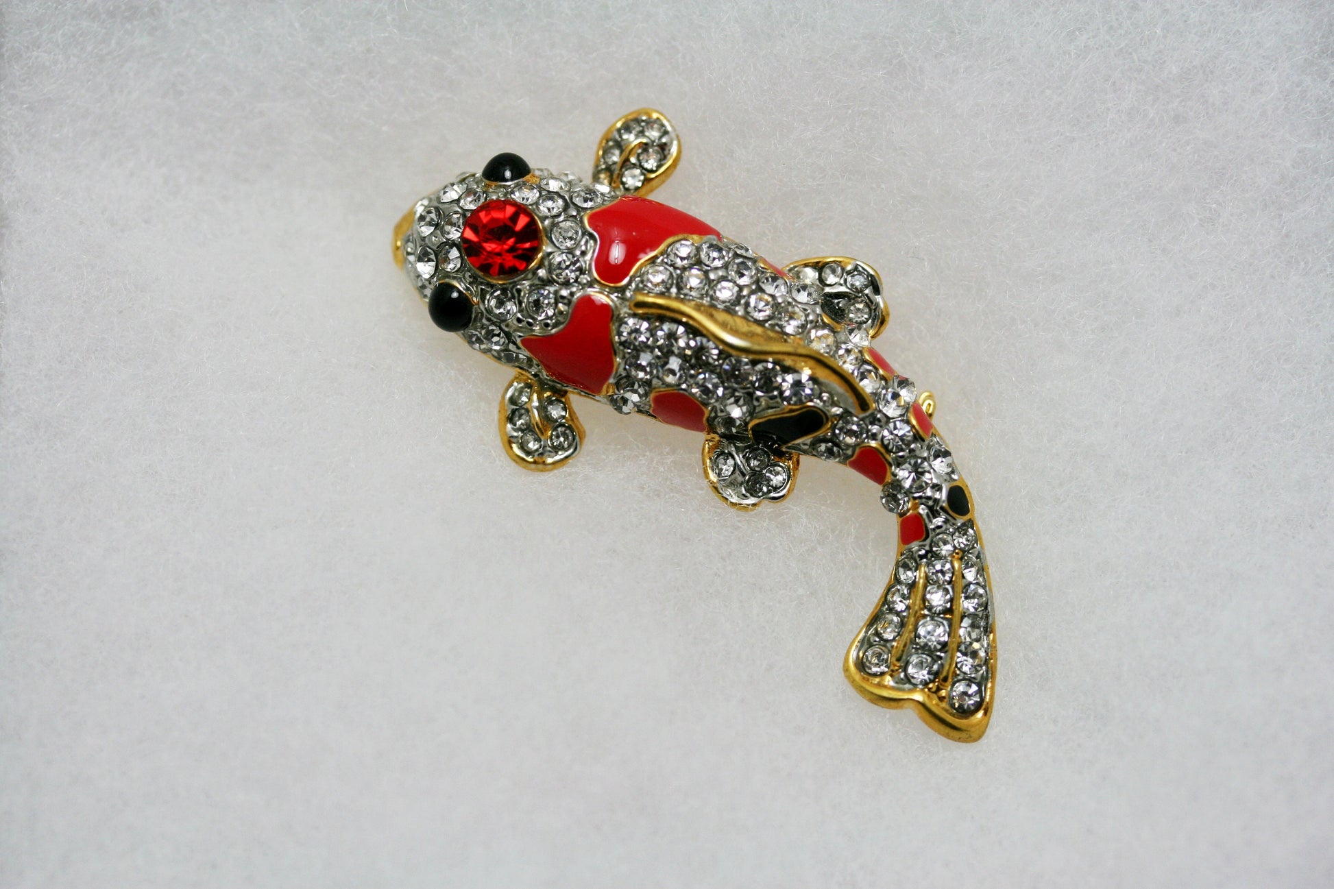Vintage Rhinestone Koi Fish Pin Brooch