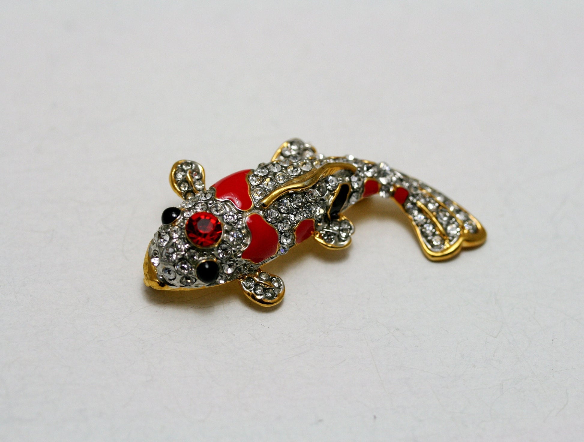 Vintage Rhinestone Koi Fish Pin Brooch