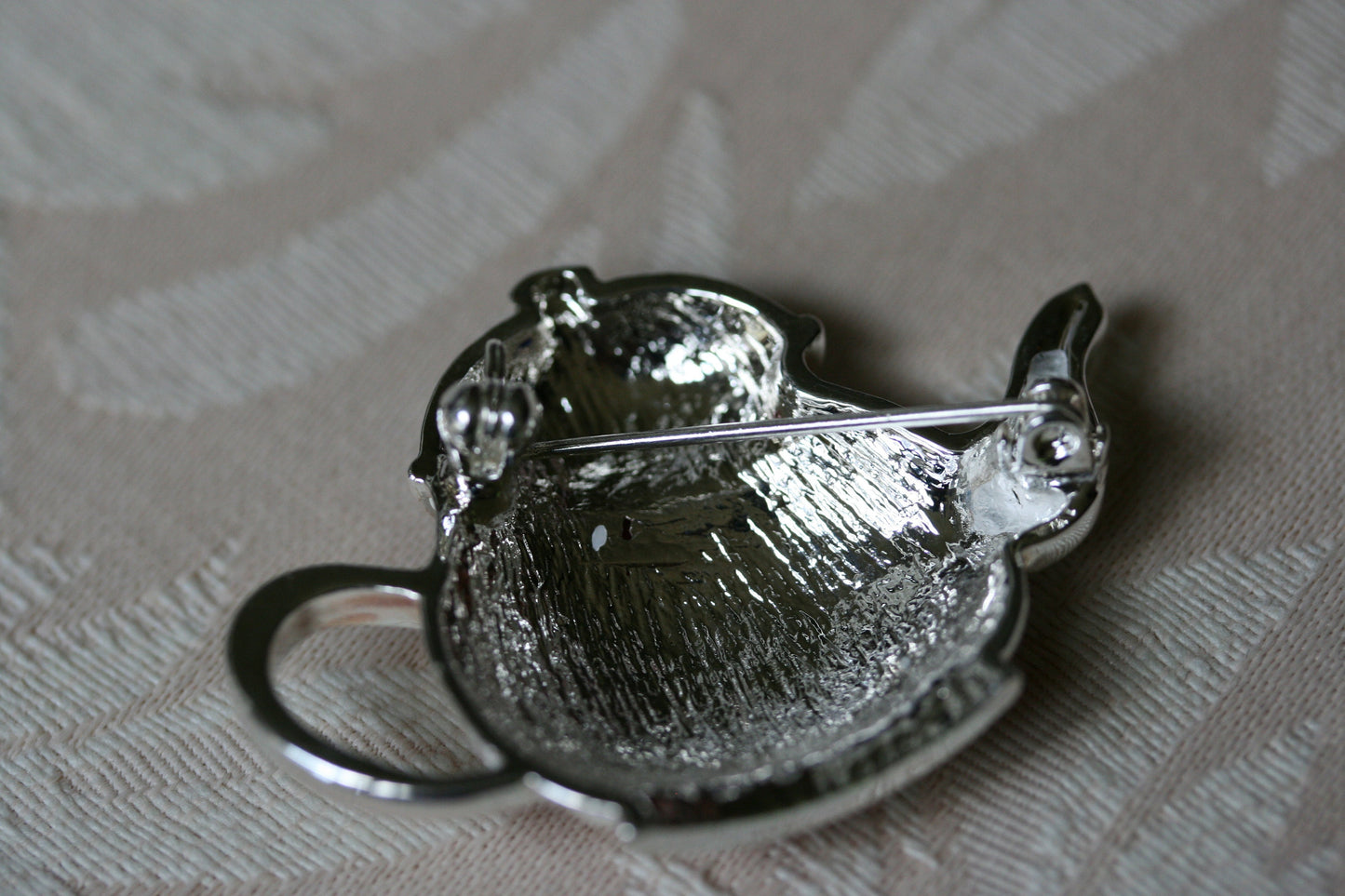 Patriotic Enamel Crystal Teapot Pin American Brooch Red White Blue Brooch American flag teapot kettle brooch, Fourth of July