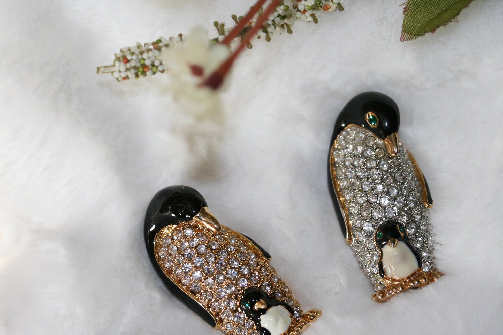 Mom & Baby Rhinestone Penguin Brooch Pin, Sea Animal Crystal Penguin Brooch
