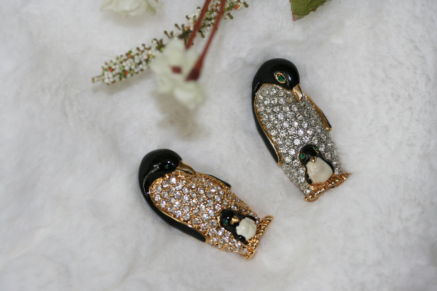 Mom & Baby Rhinestone Penguin Brooch Pin, Sea Animal Crystal Penguin Brooch