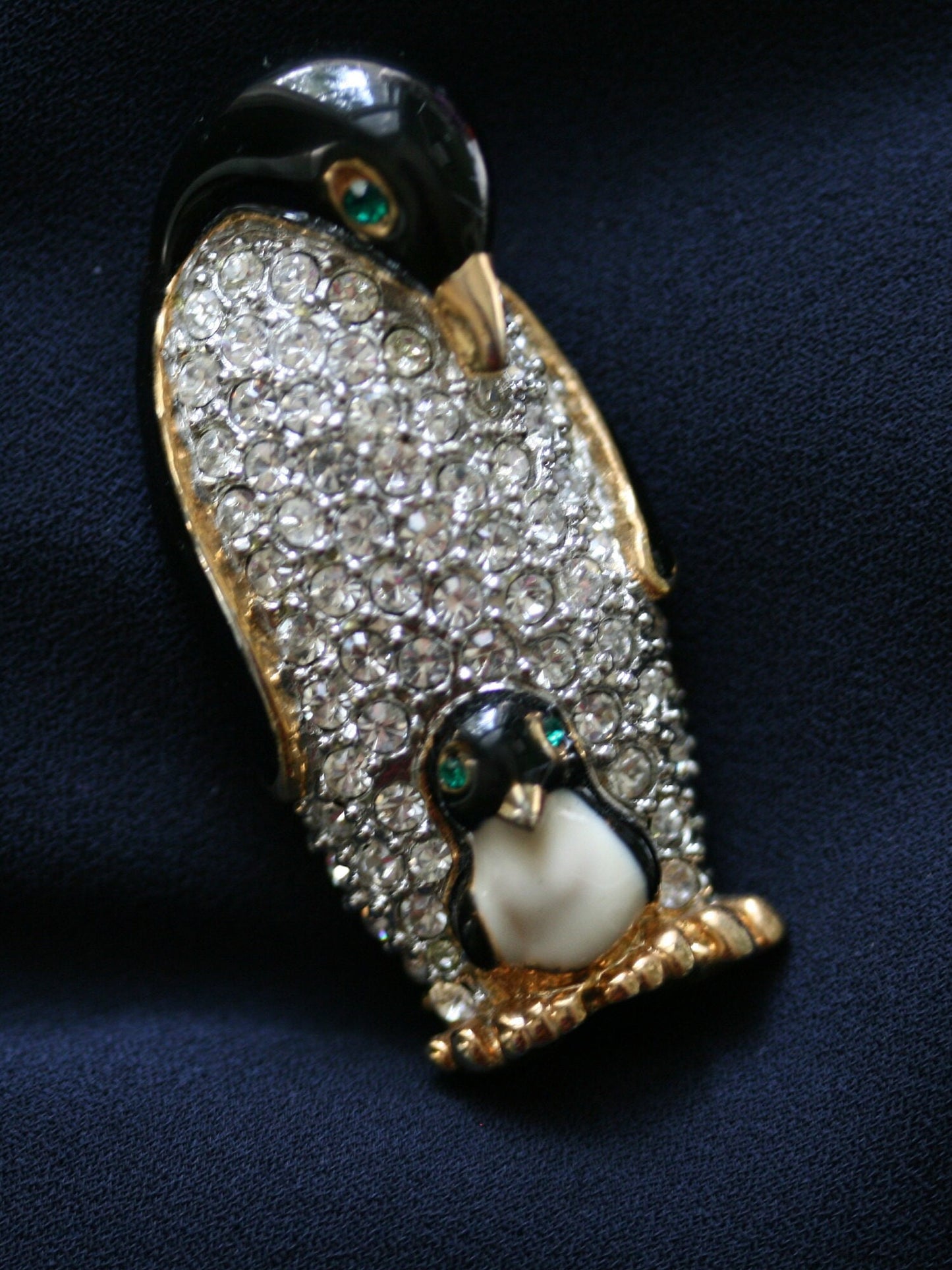 Mom & Baby Rhinestone Penguin Brooch Pin, Sea Animal Crystal Penguin Brooch