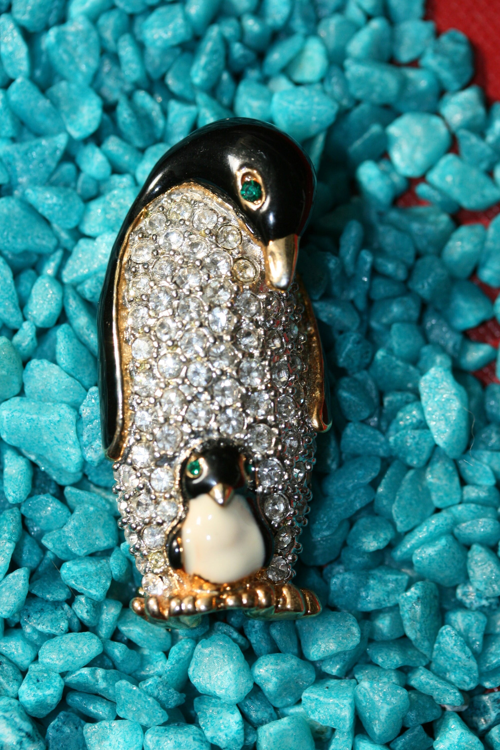 Mom & Baby Rhinestone Penguin Brooch Pin, Sea Animal Crystal Penguin Brooch