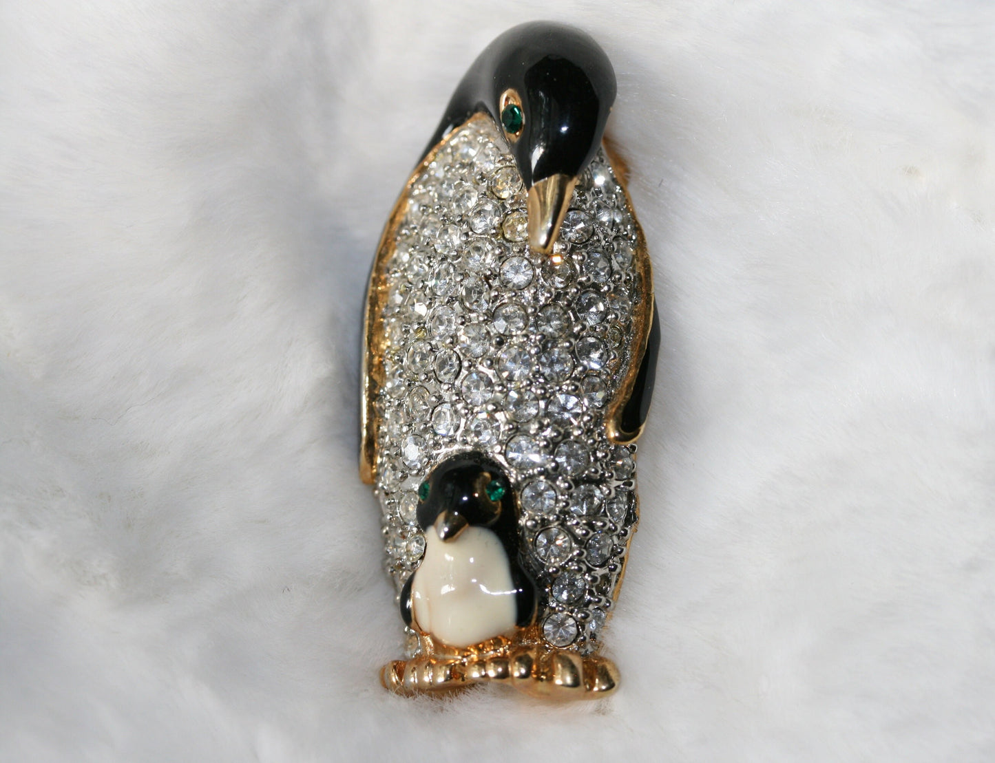 Mom & Baby Rhinestone Penguin Brooch Pin, Sea Animal Crystal Penguin Brooch