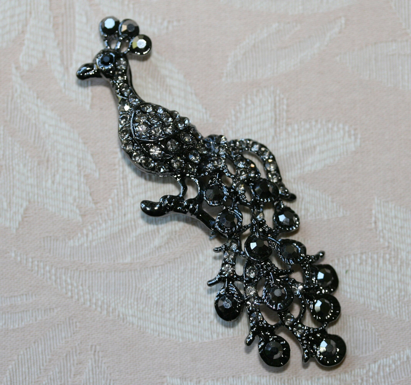 Vintage Rhinestone Peacock Brooch Pin