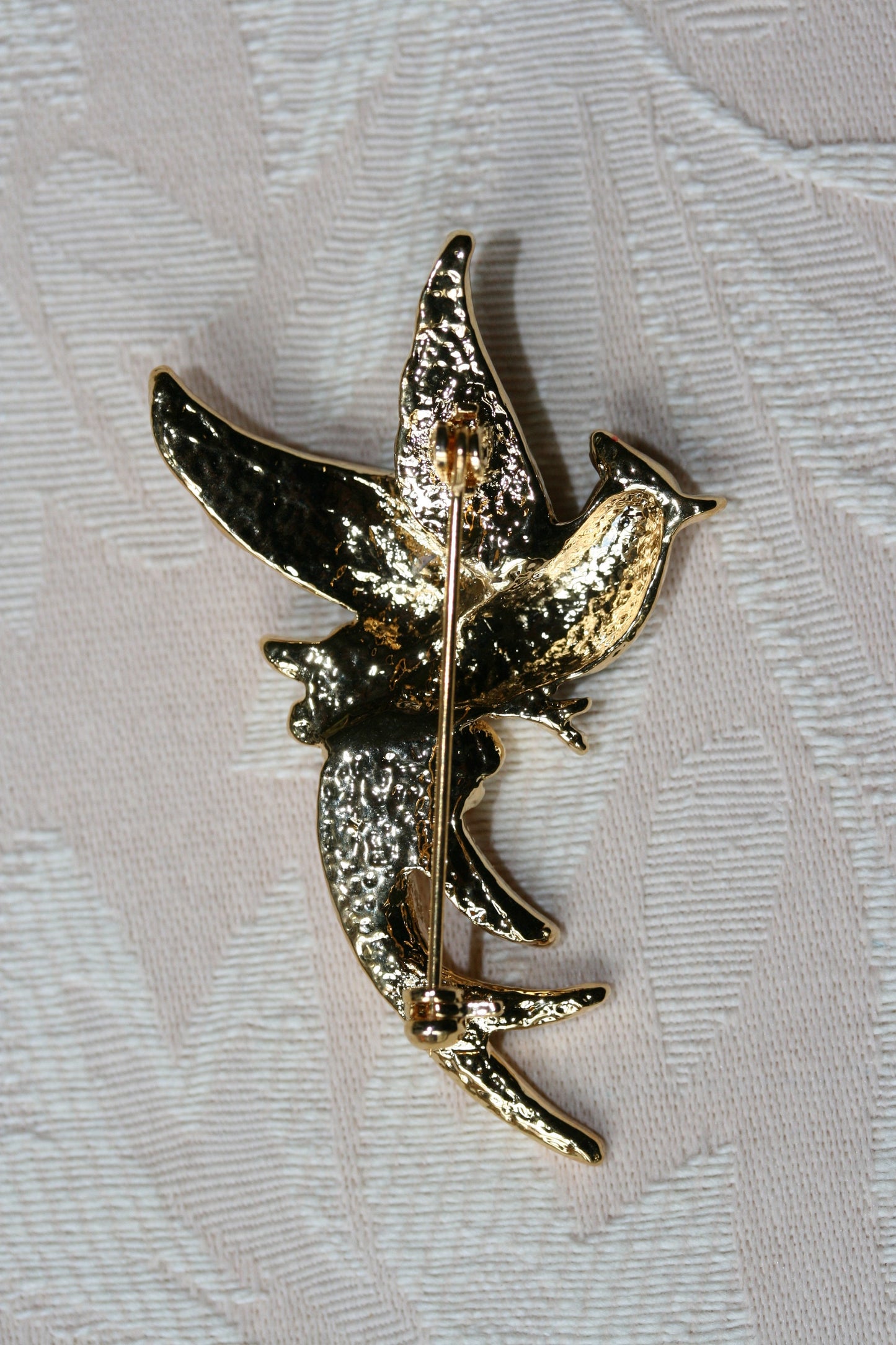 Vintage Rhinestone and Enamel Peacock Brooch, Crystal Peacock Pin For Her, Women Accessory