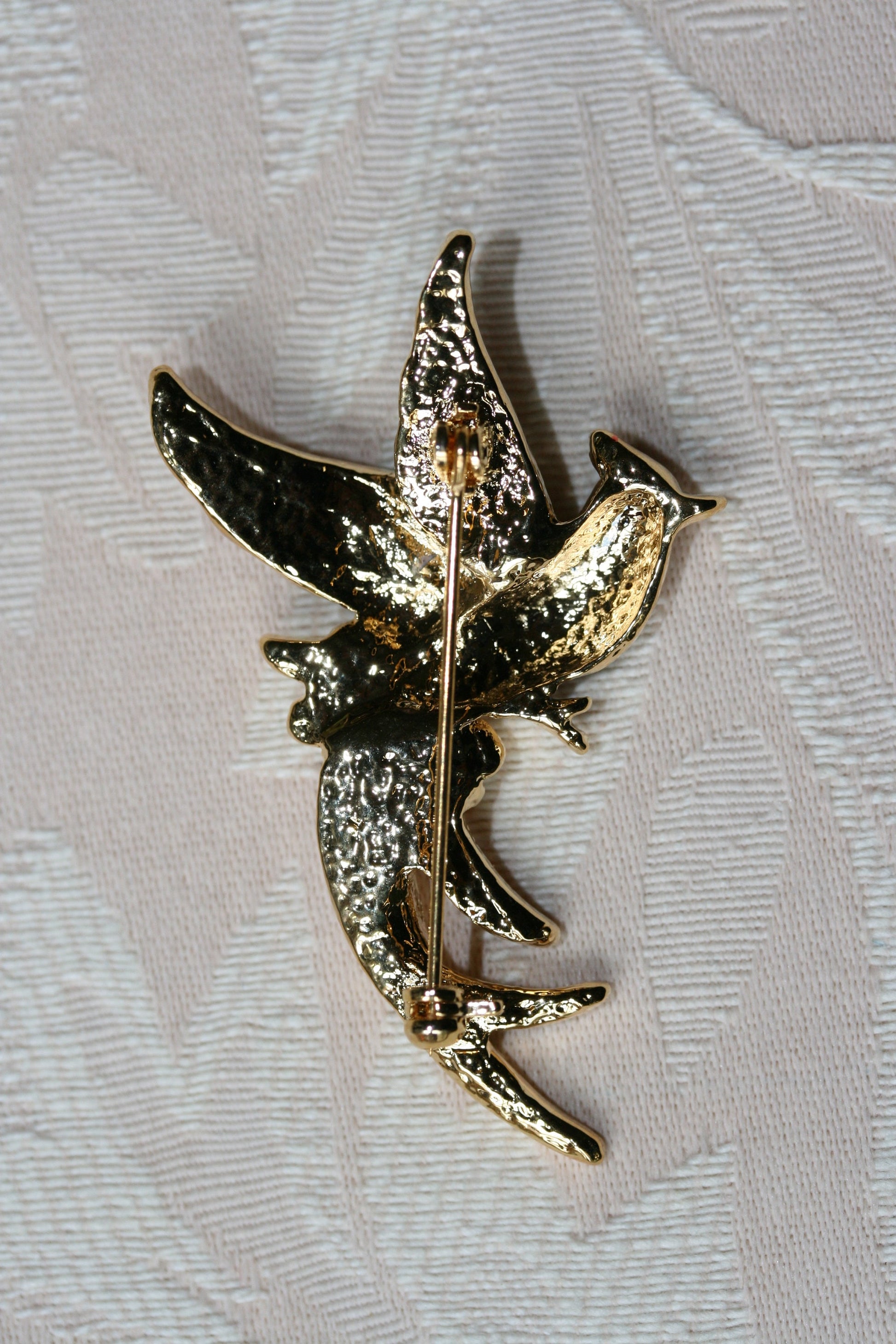 Vintage Rhinestone and Enamel Peacock Brooch, Crystal Peacock Pin For Her, Women Accessory