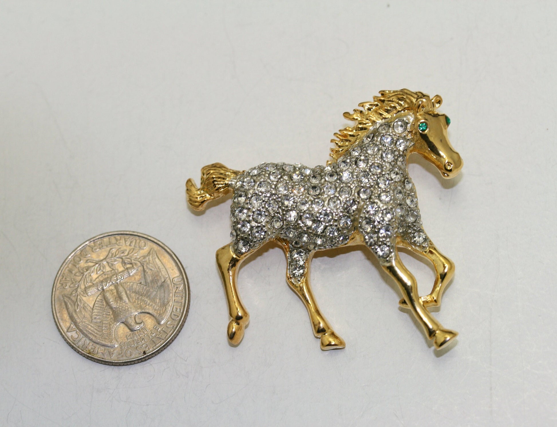 Rhinestone Gold-tone Galloping Horse Pin Horse Brooches Fashion Costume Pin Brooch jewelry gift