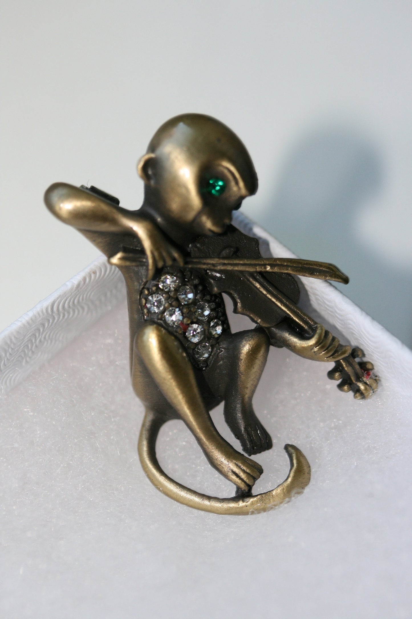 Vintage Brooch Monkey Playing Violin,