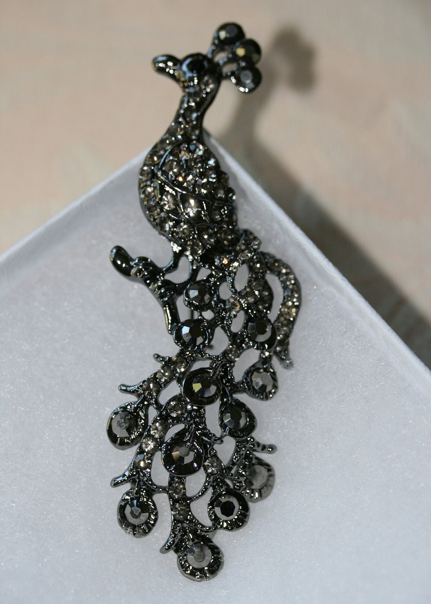 Vintage Rhinestone Peacock Brooch Pin