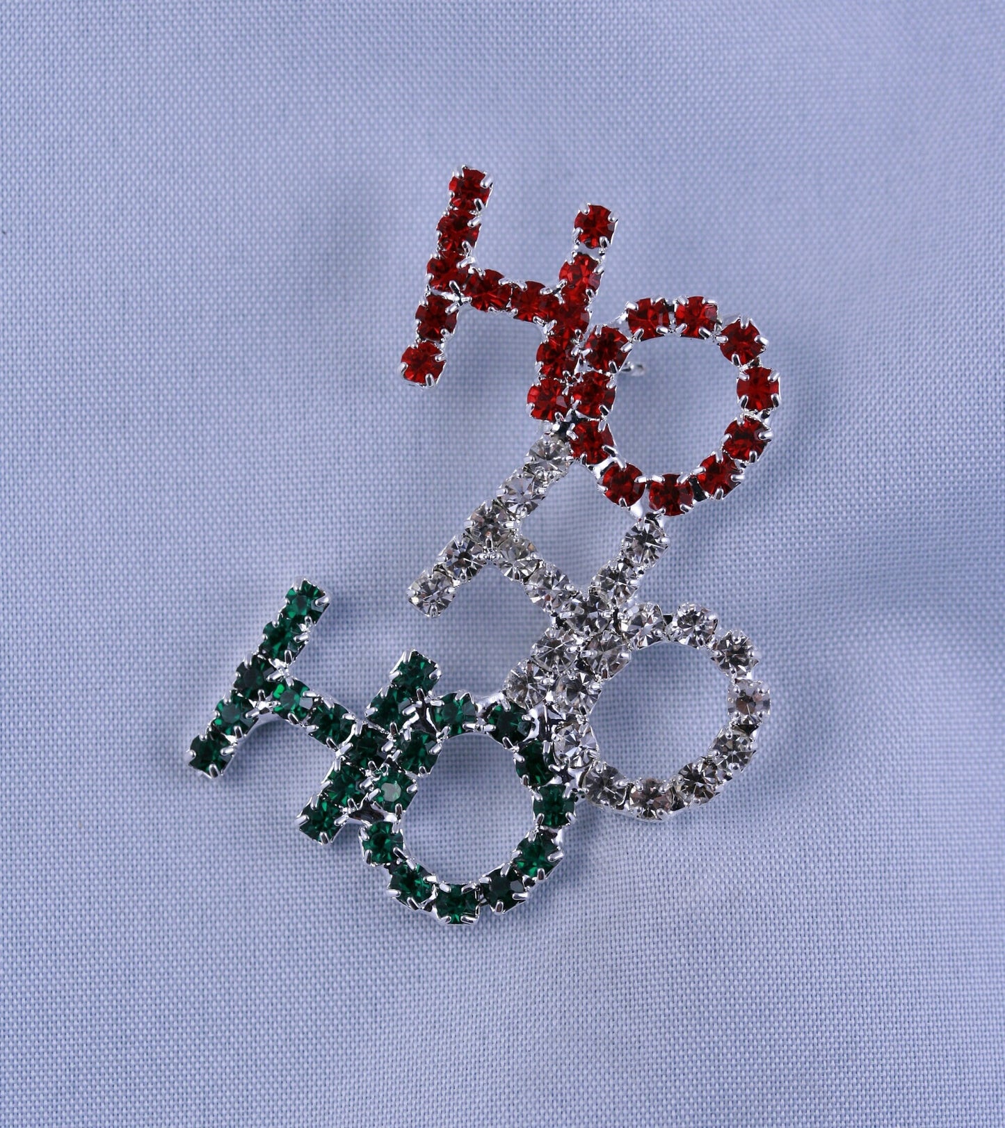 Rhinestone Christmas Colored HO HO HO Brooch Pin