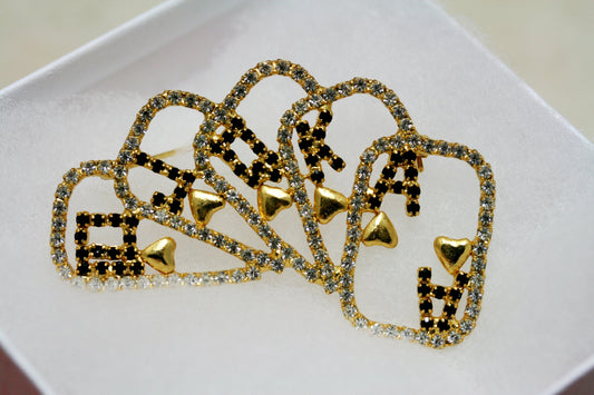 GAMBLER'S BROOCH Rhinestone Porker Card Game Brooch Royal Flash Suit Large Openwork Design Casino Pin
