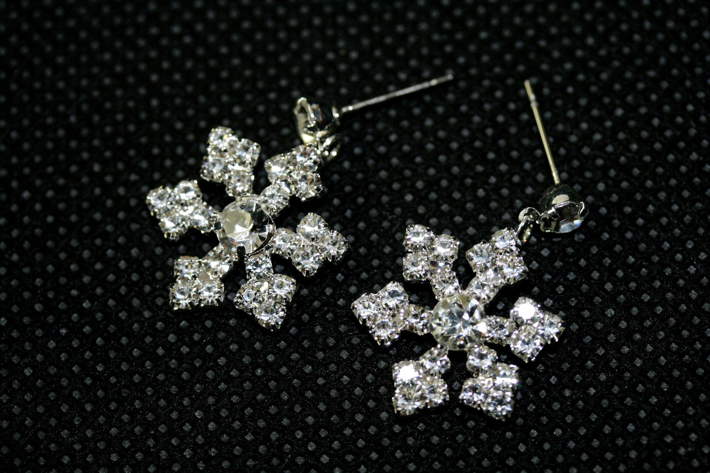 Sparkling Austrian Rhinestone Snowflake Post Dangle and Drop Earrings, Christmas Holiday Jewelry and Gift