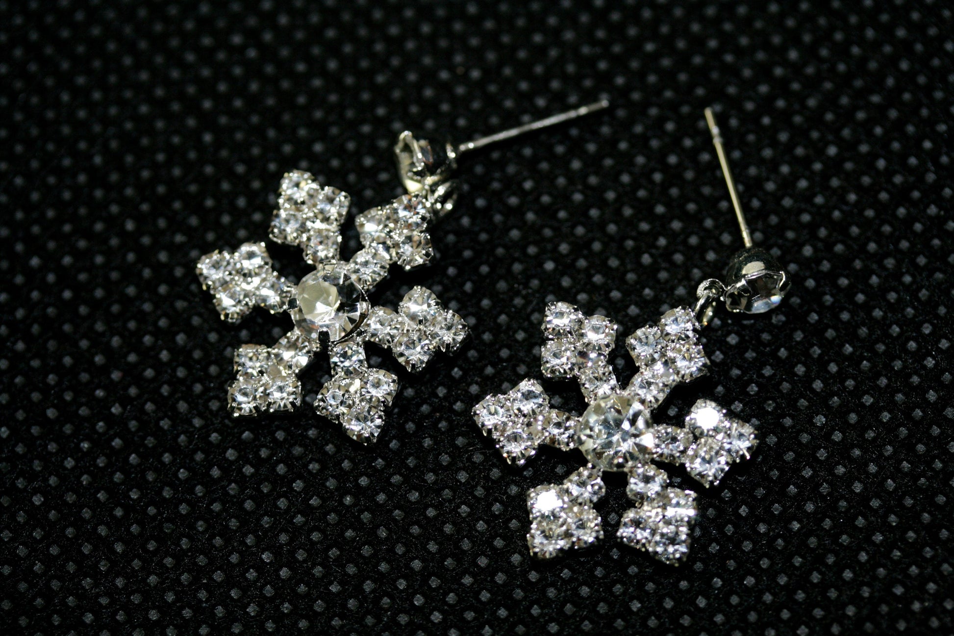 Sparkling Austrian Rhinestone Snowflake Post Dangle and Drop Earrings, Christmas Holiday Jewelry and Gift