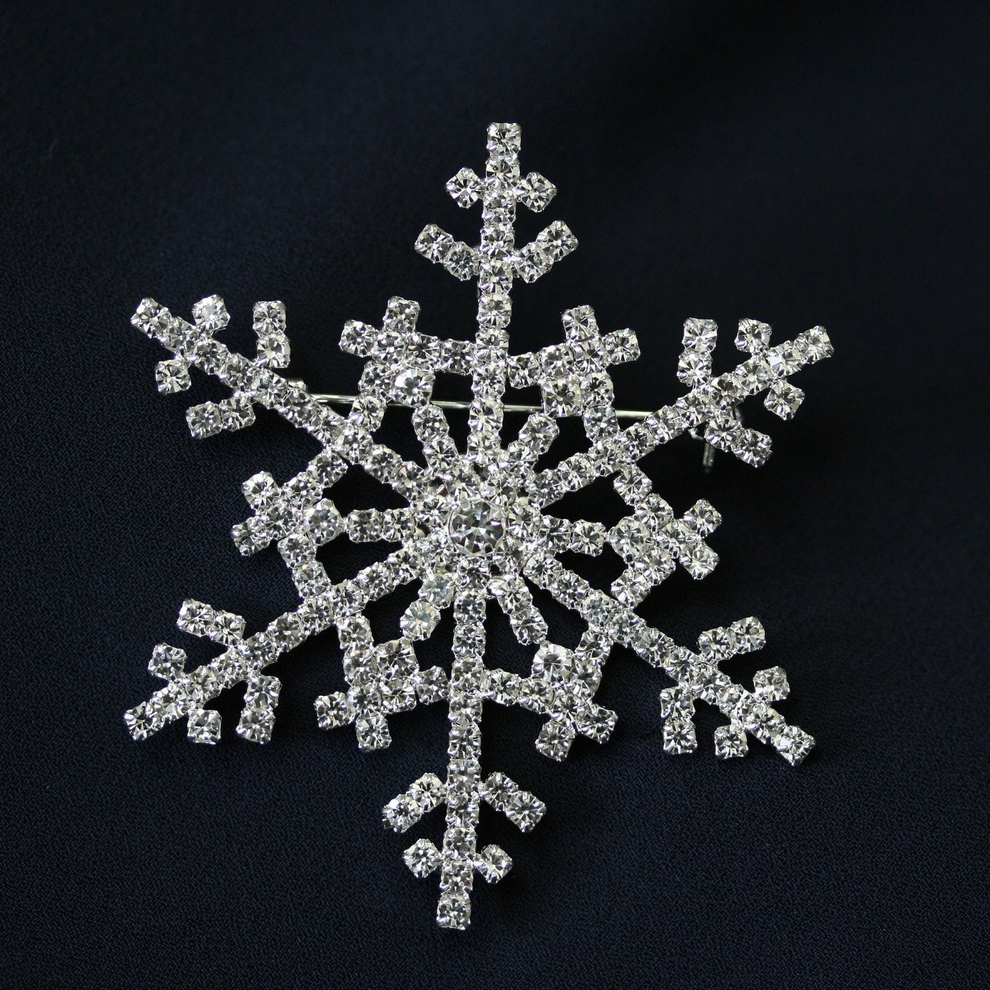 Silver Crystal Rhinestone Snowflake Christmas Pin Brooch Or Pendant, Diamond Winter Holiday Xmas Jewelry Gift