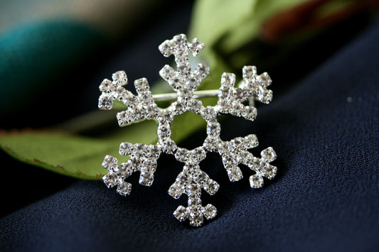 Rhinestone Winter Snowflake Brooch Pin OR Pendant, Christmas Fashion Jewelry Gift