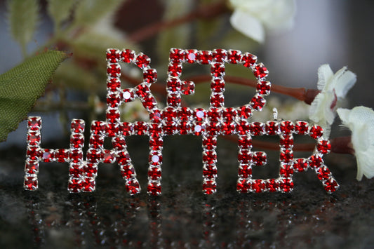 Red Hat Lady rhinestone pin brooch society, "Red Hatter" Word Brooch Rhinestone Red Hat Club Lapel Pin