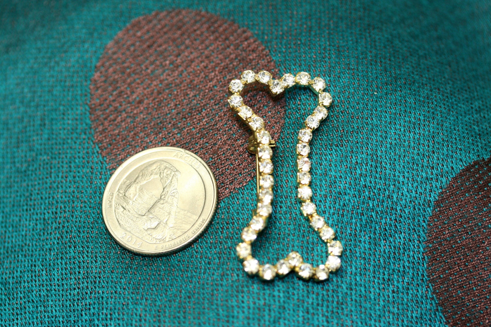Crystal Clear Dog Bone Outline Rhinestone Pin with Silver Tones Brooch Pin, Gold Tone Dog Bone Costume Jewelry