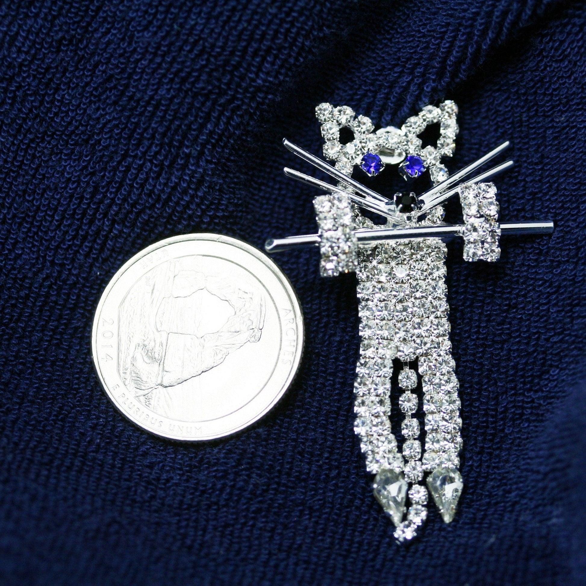 Crystal Diamond Rhinestone Cat Tac Pin Brooch Cats Ladies Fashion Pins Brooches