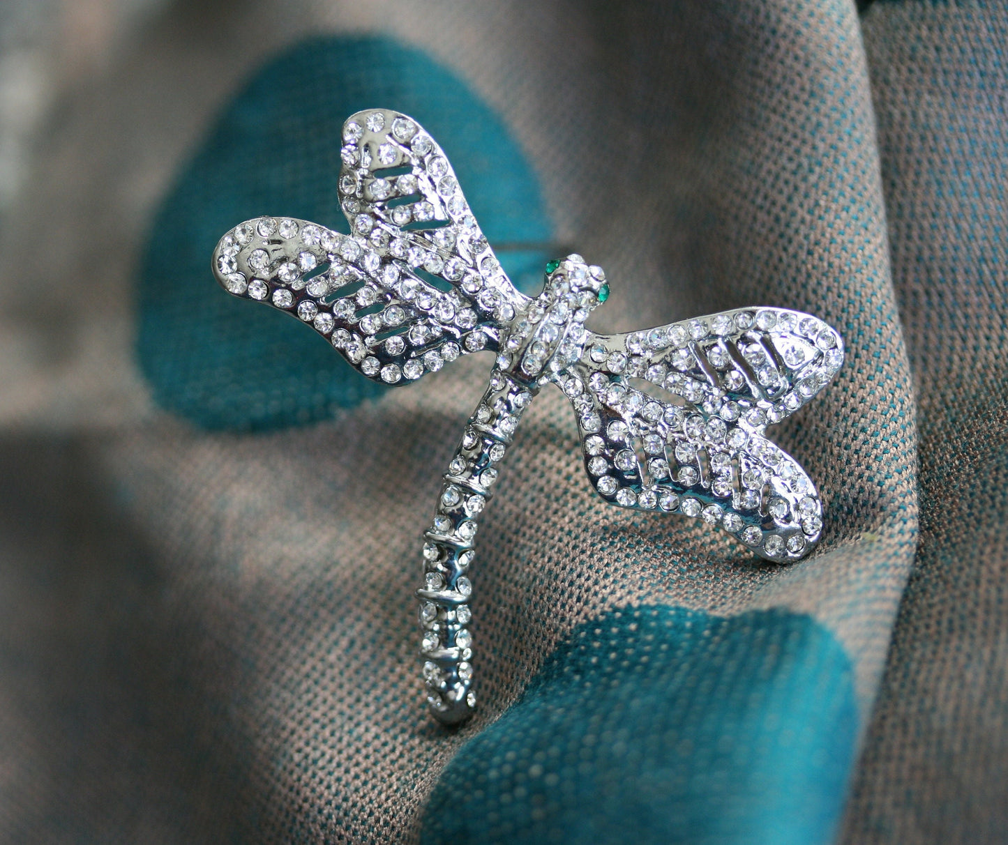 Vintage Rhinestone Clear Crystal Silver Tone Dragonfly Brooch/ Pin Antique Dragonfly Brooch