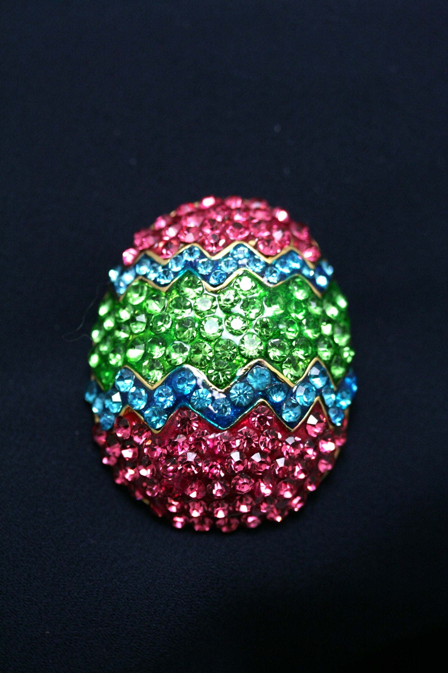 Rhinestone Multi-Colors Easter Egg Brooch Pin and Post Earrings Set, Easter Holiday Costume Jewelry