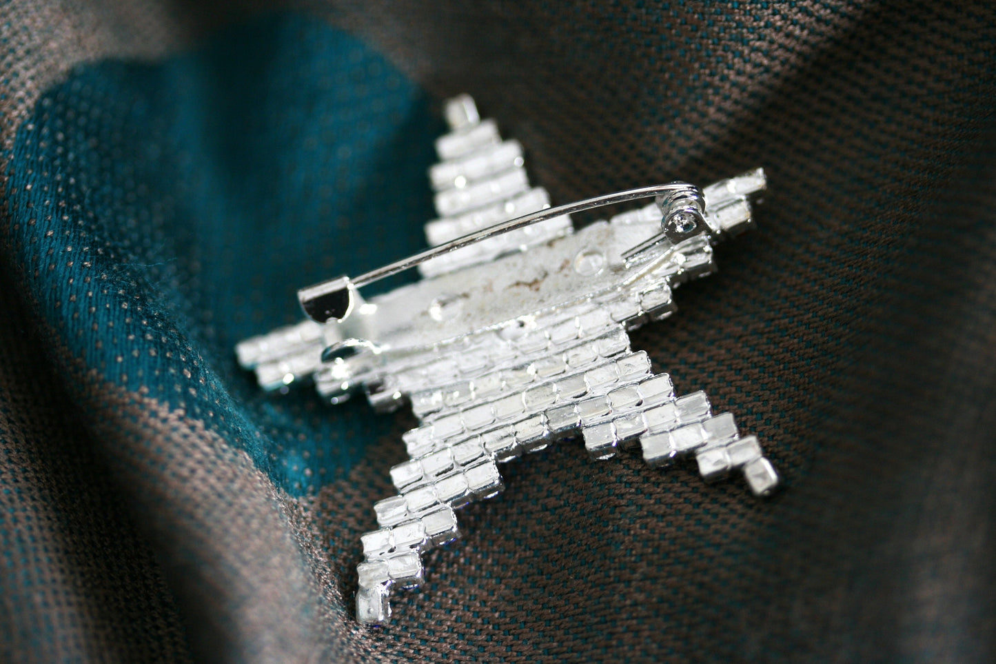 Rhinestone Patriotic American Flag Star Brooch Pin