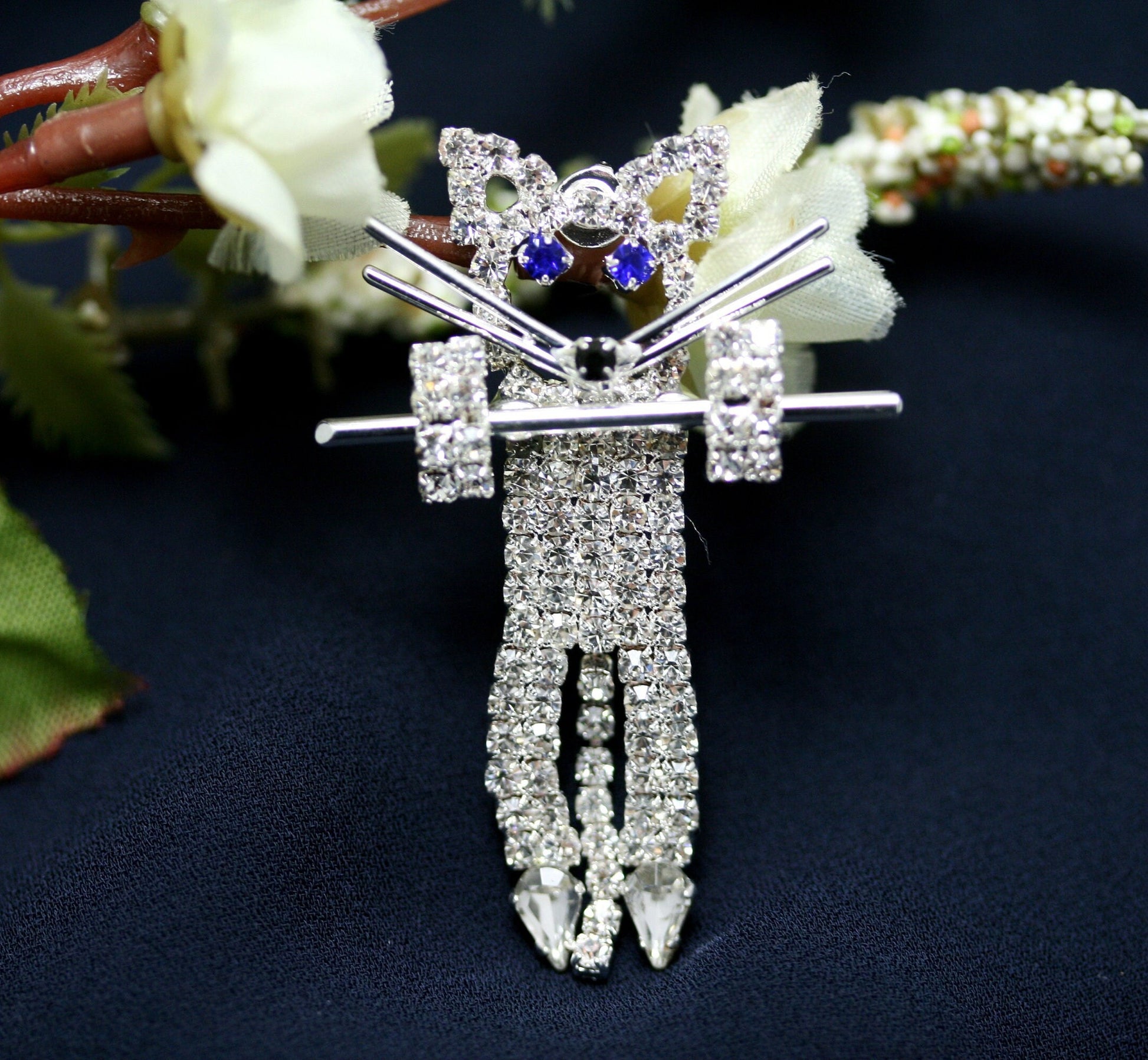 Crystal Diamond Rhinestone Cat Tac Pin Brooch Cats Ladies Fashion Pins Brooches