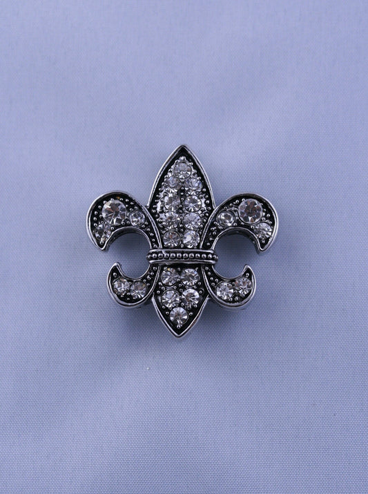 Rhinestone Fleur De Lis Crystal France Paris Lys Flower Pin Brooch
