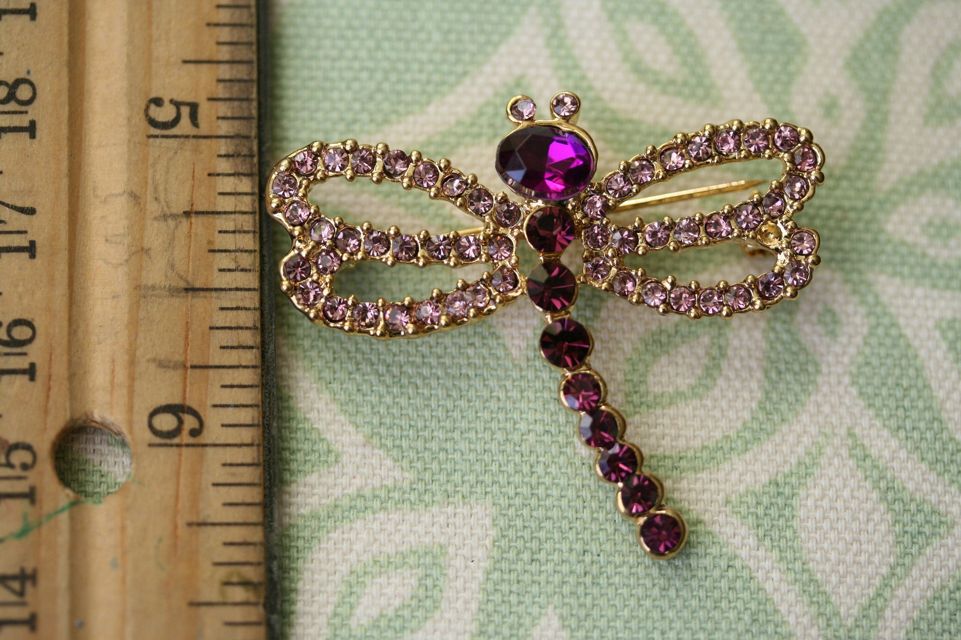 Vintage Dragonfly Brooch Handcrafted Rhinestone Spring Brooch Pin - Purple Crystal Dragonfly Brooch