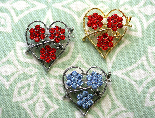 Valentine's Rhinestone Heart Pin Brooch Valentine's Day Jewelry Gift For Her