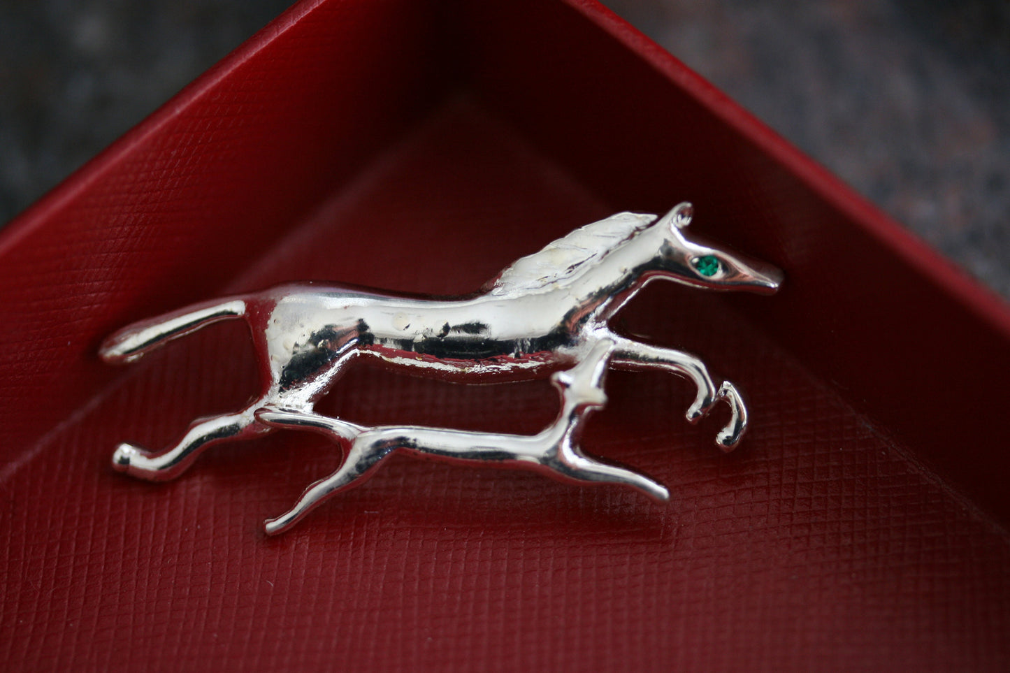 Vintage Silver-tone Galloping Horse Pin Brooch Horse Mother And Colt Pin Brooch