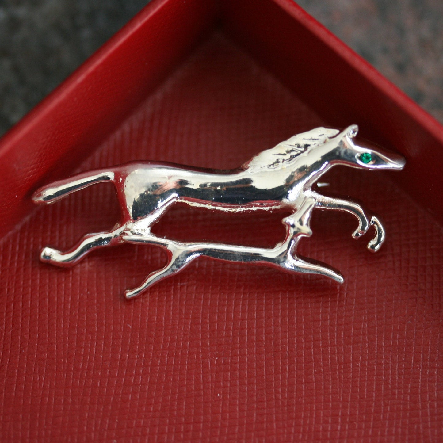 Vintage Silver-tone Galloping Horse Pin Brooch Horse Mother And Colt Pin Brooch