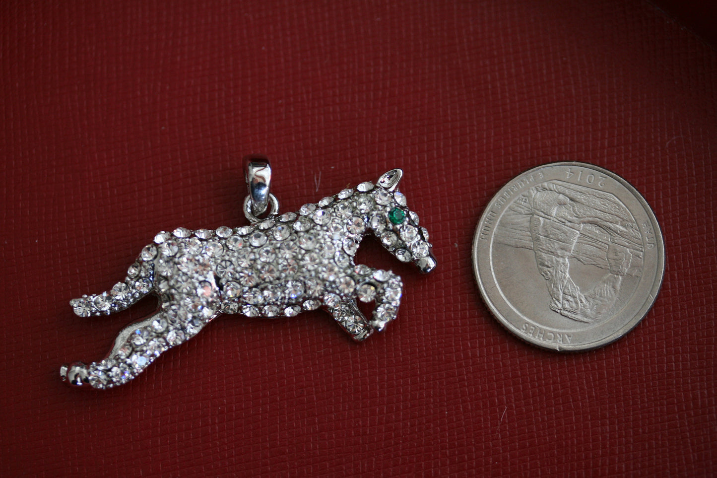 Rhinestone Horse Necklace Pendant Equestrian Themed jewelry Crystal Running Horse Necklace