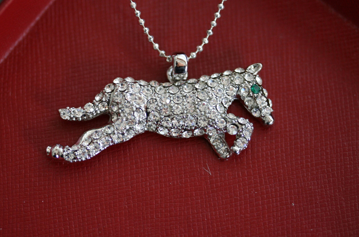 Rhinestone Horse Necklace Pendant Equestrian Themed jewelry Crystal Running Horse Necklace