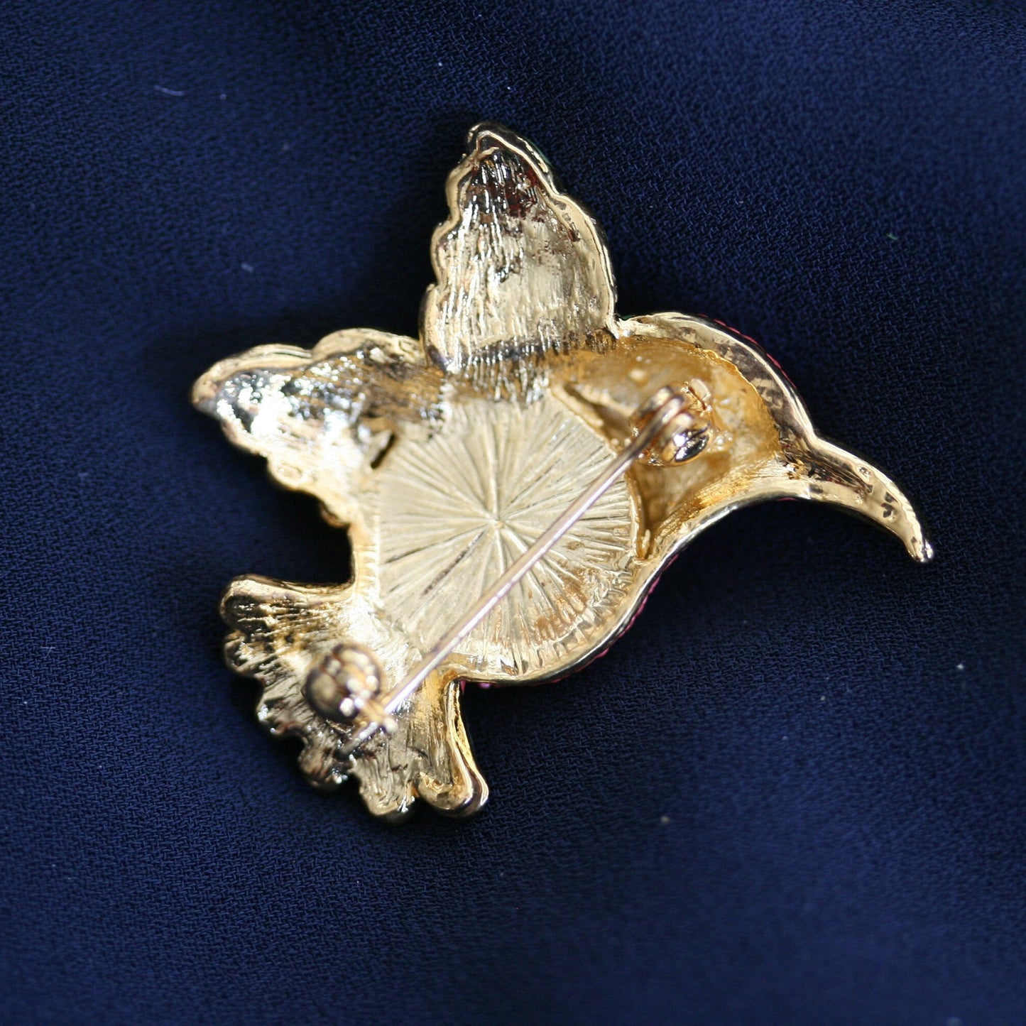Hummingbird Crystal Pin Brooch Vintage Gold Tone Hummingbird Brooch for Bird Lover