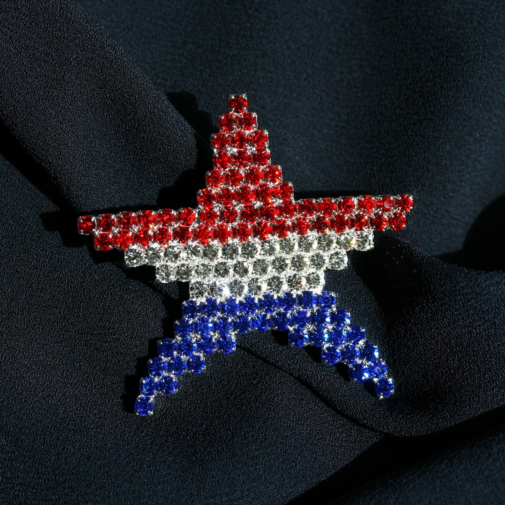 Rhinestone Patriotic American Flag Star Brooch Pin
