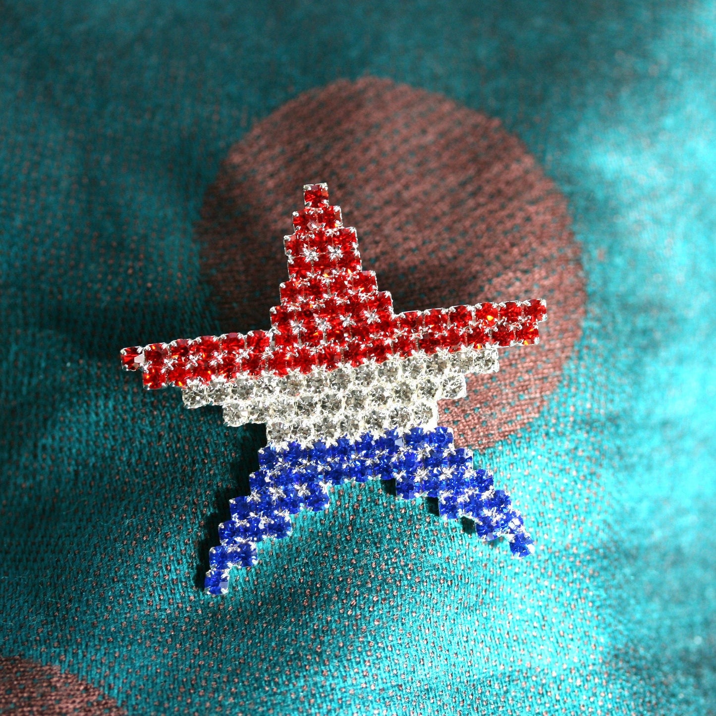 Rhinestone Patriotic American Flag Star Brooch Pin